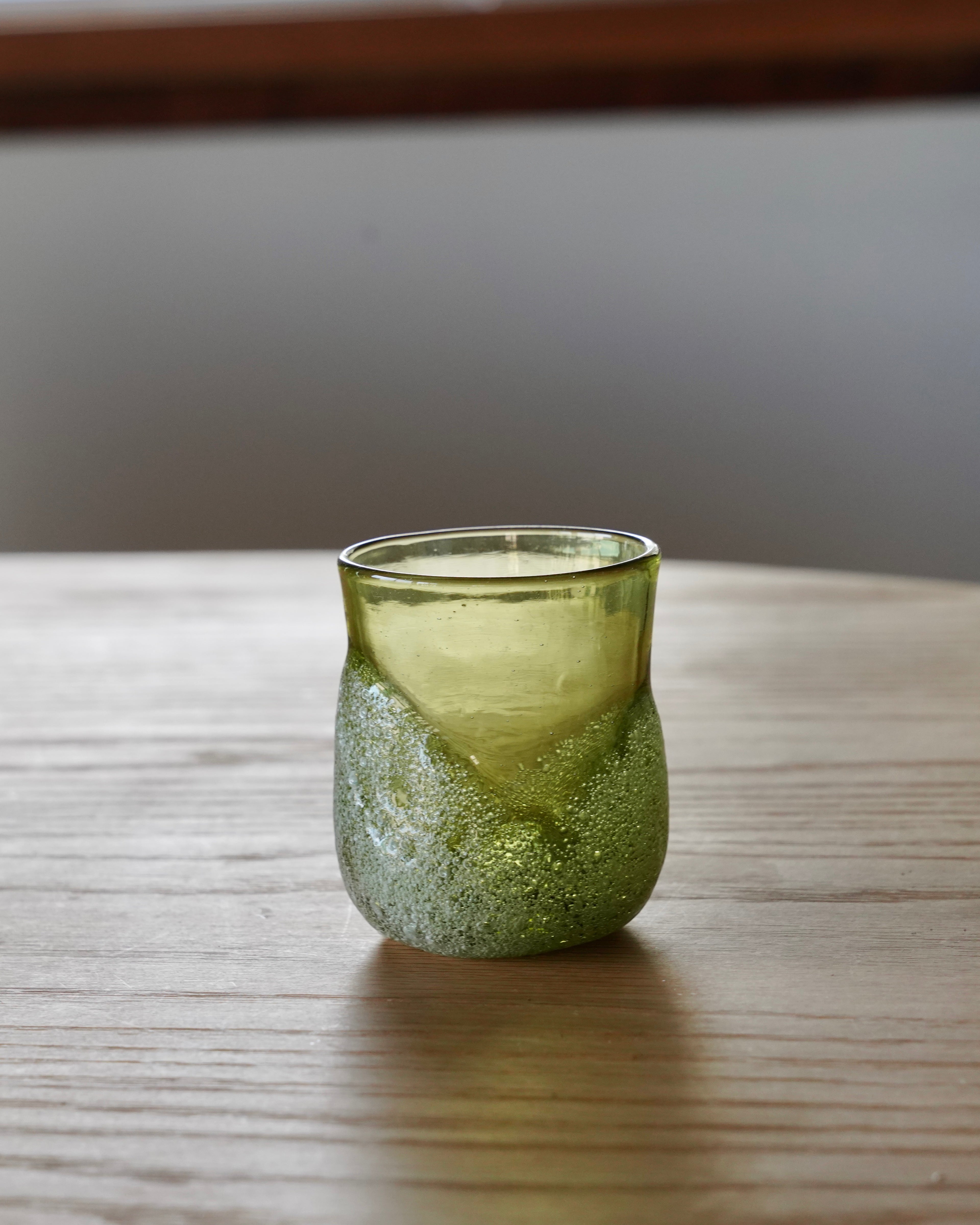 吹きガラス工房 琥珀 “éhn Edition”  /  白泡ふたばとっくり&おちょこセット