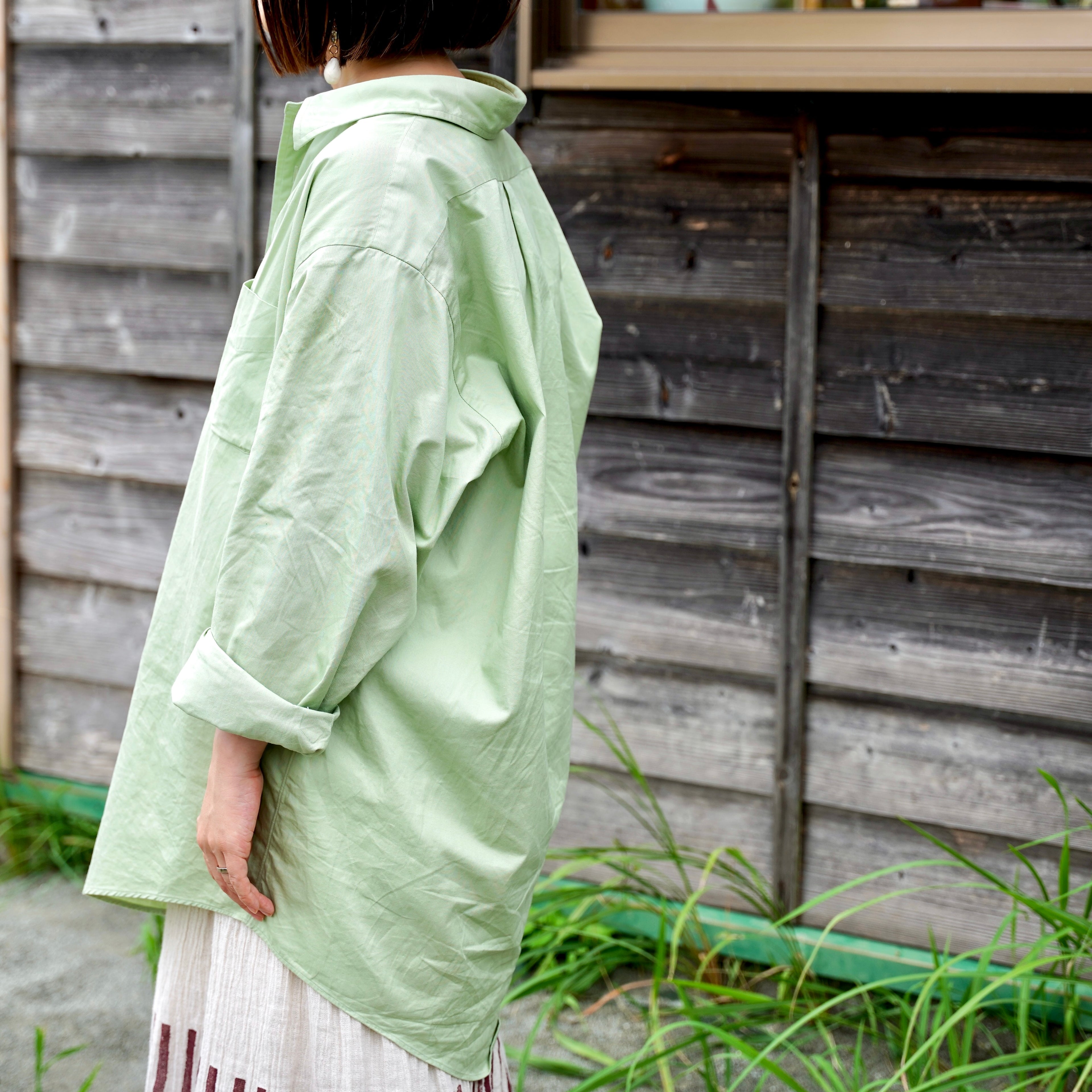 FOUNDOUR(ファウンダ) / REGULAR COLLAR SHIRT  GREEN