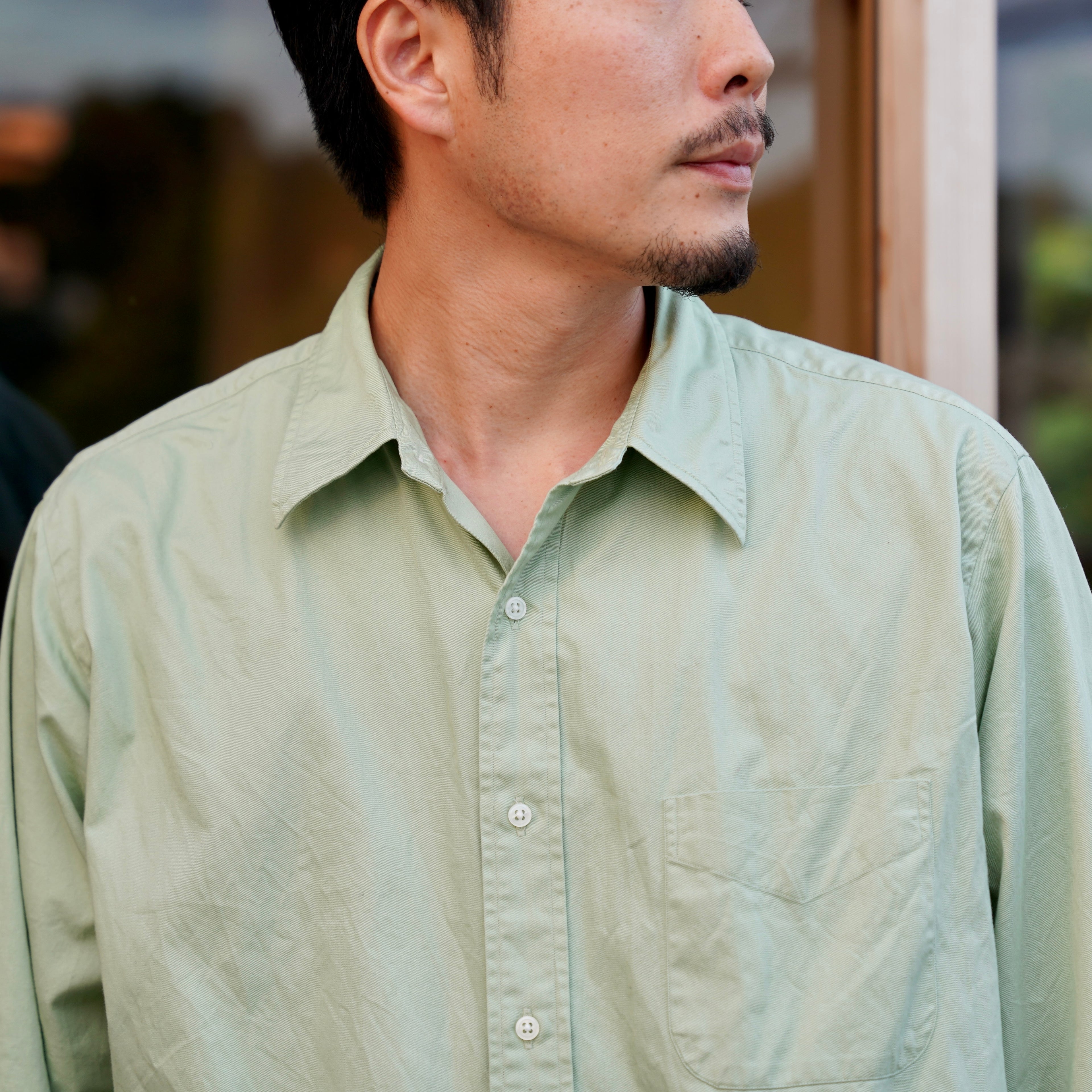 FOUNDOUR(ファウンダ) / REGULAR COLLAR SHIRT  GREEN