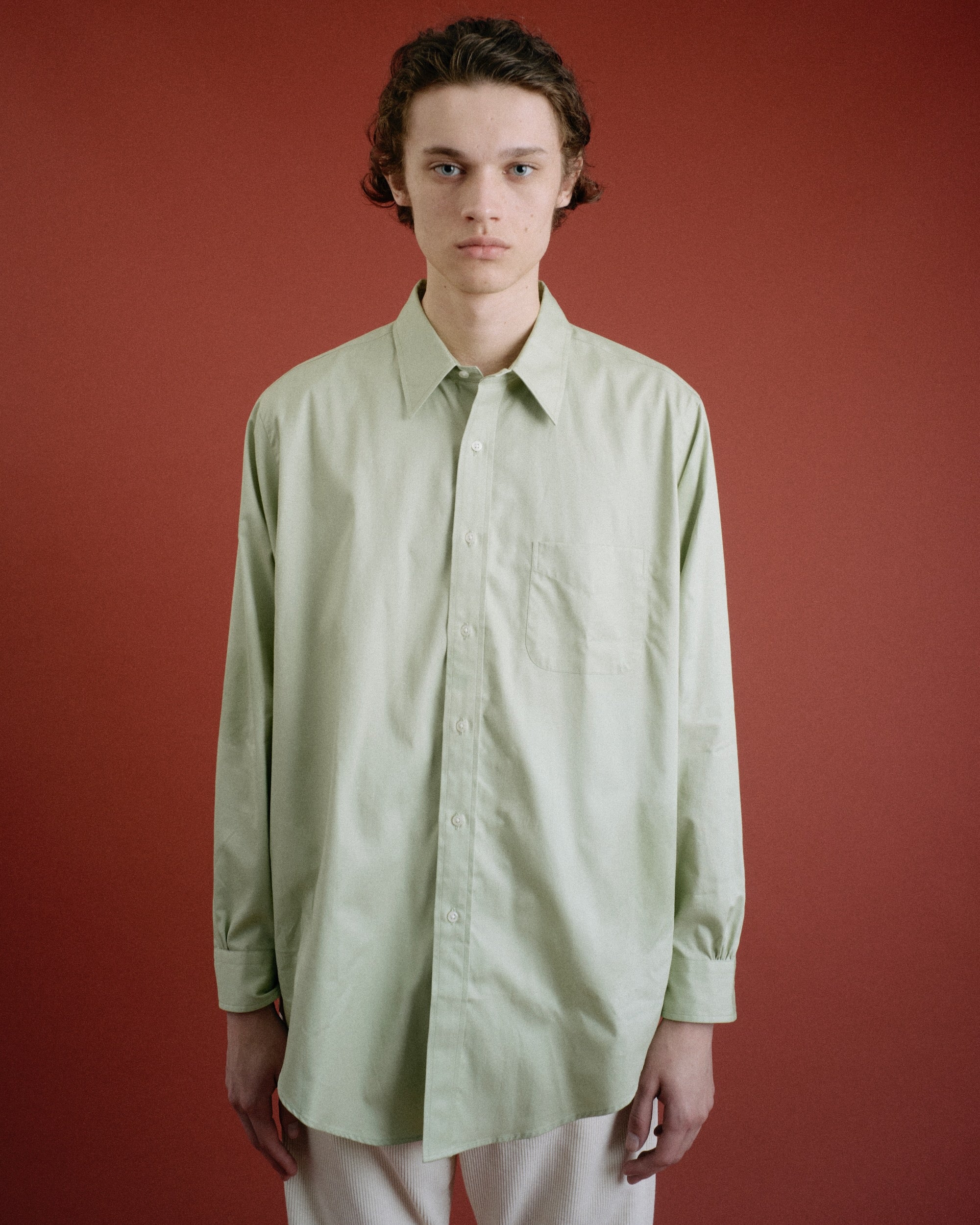 FOUNDOUR(ファウンダ) / REGULAR COLLAR SHIRT  GREEN