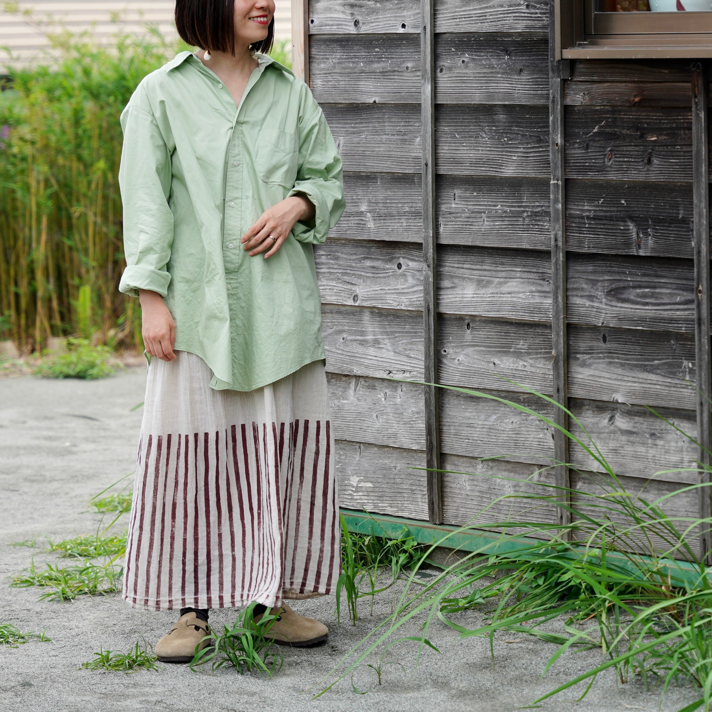 FOUNDOUR（ファウンダ) / REGULAR COLLAR SHIRT  GREEN