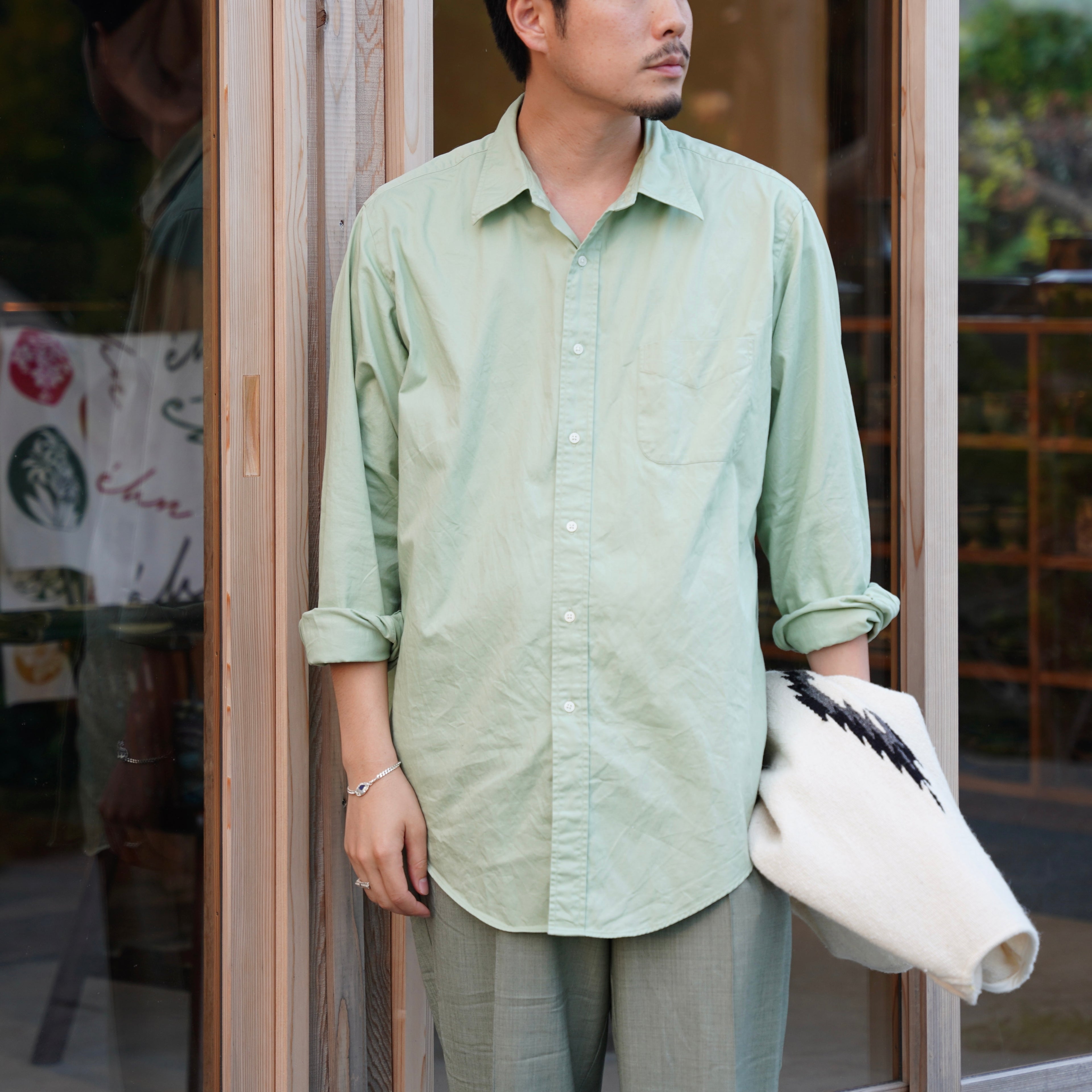 FOUNDOUR（ファウンダ) / REGULAR COLLAR SHIRT  GREEN
