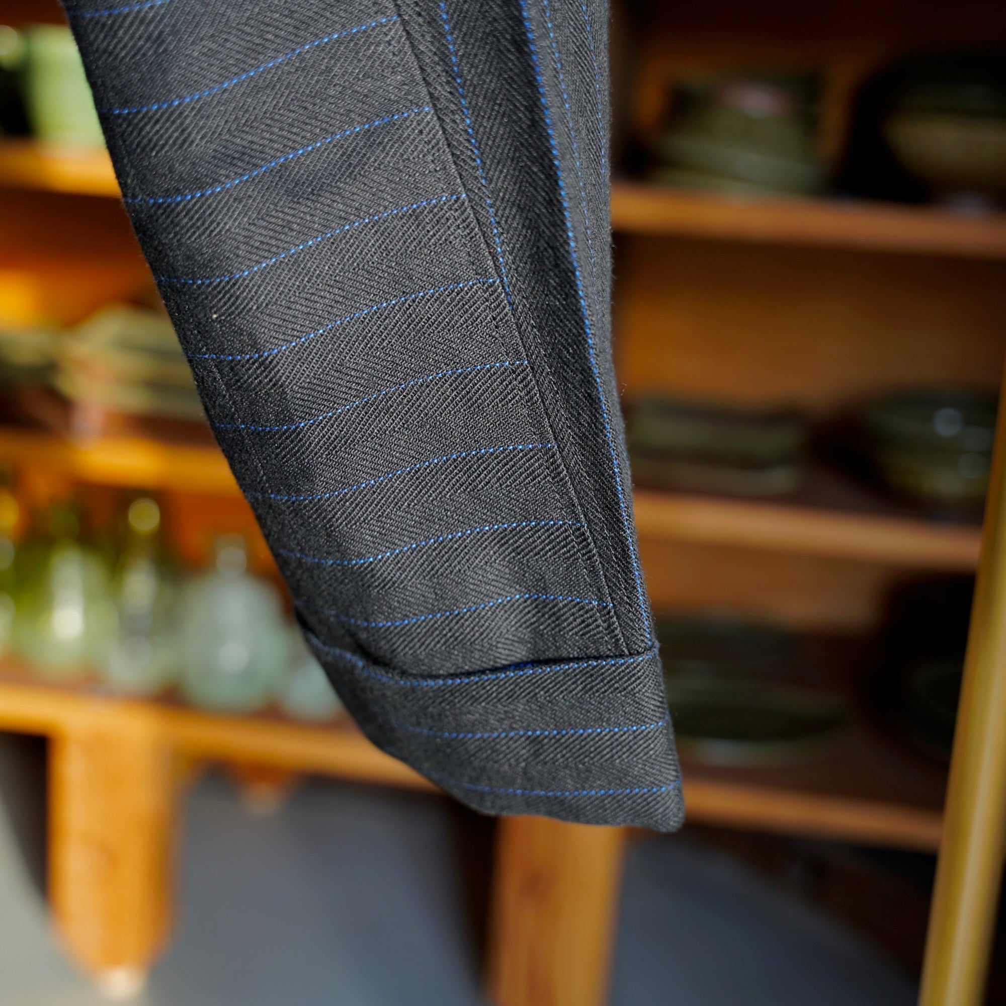 EESETT&Co / PLAIN TROUSERS "LAUREL" - BLACK/BLUE STRIPES