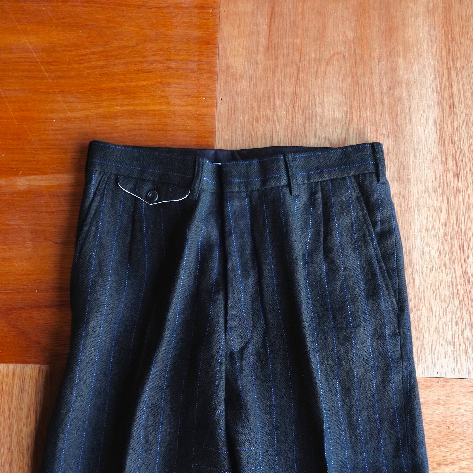 EESETT&Co / PLAIN TROUSERS "LAUREL" - BLACK/BLUE STRIPES