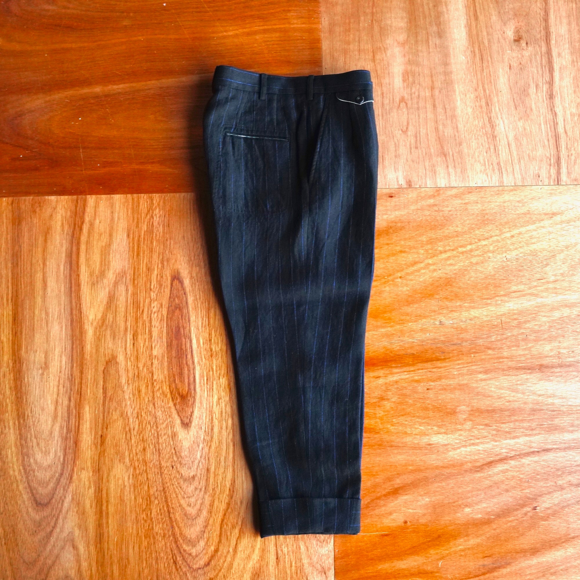 EESETT&Co / PLAIN TROUSERS "LAUREL" - BLACK/BLUE STRIPES