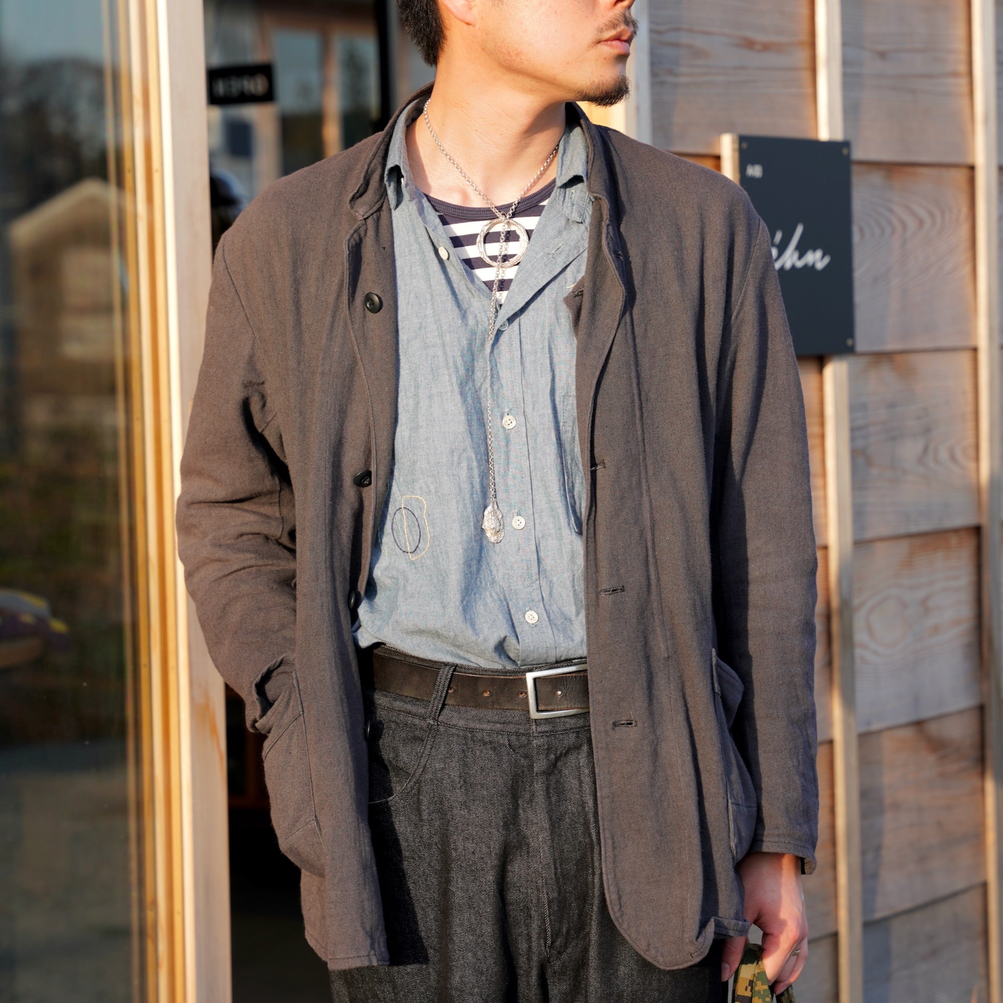 【受注生産】éhn Original / Chambray Shirt  Embroidery Edition - BLUE