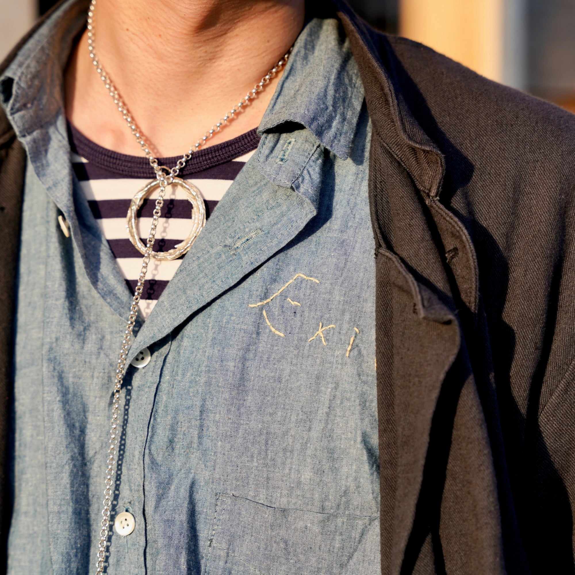 【受注生産】éhn Original / Chambray Shirt  Embroidery Edition - BLUE