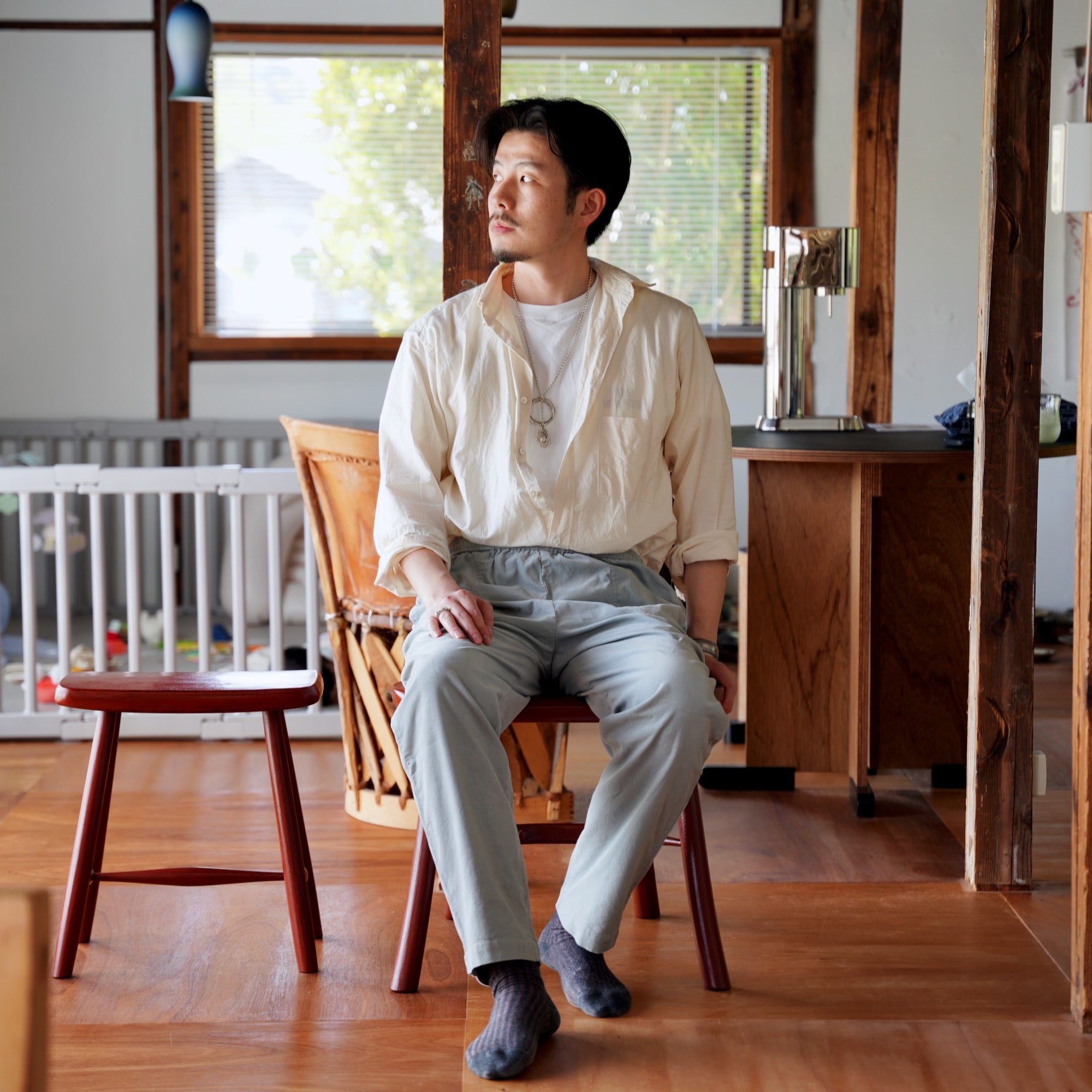 FOUNDOUR（ファウンダ) / COTTON CORDUROY EASY PANTS -SAX