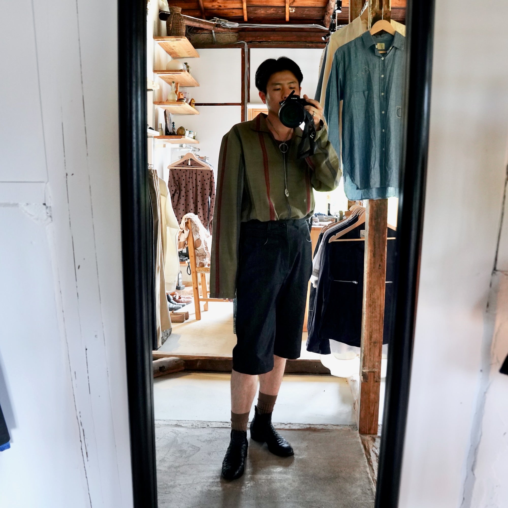 éhn Original / “Atelier Trousers”Half-length - Black Denim