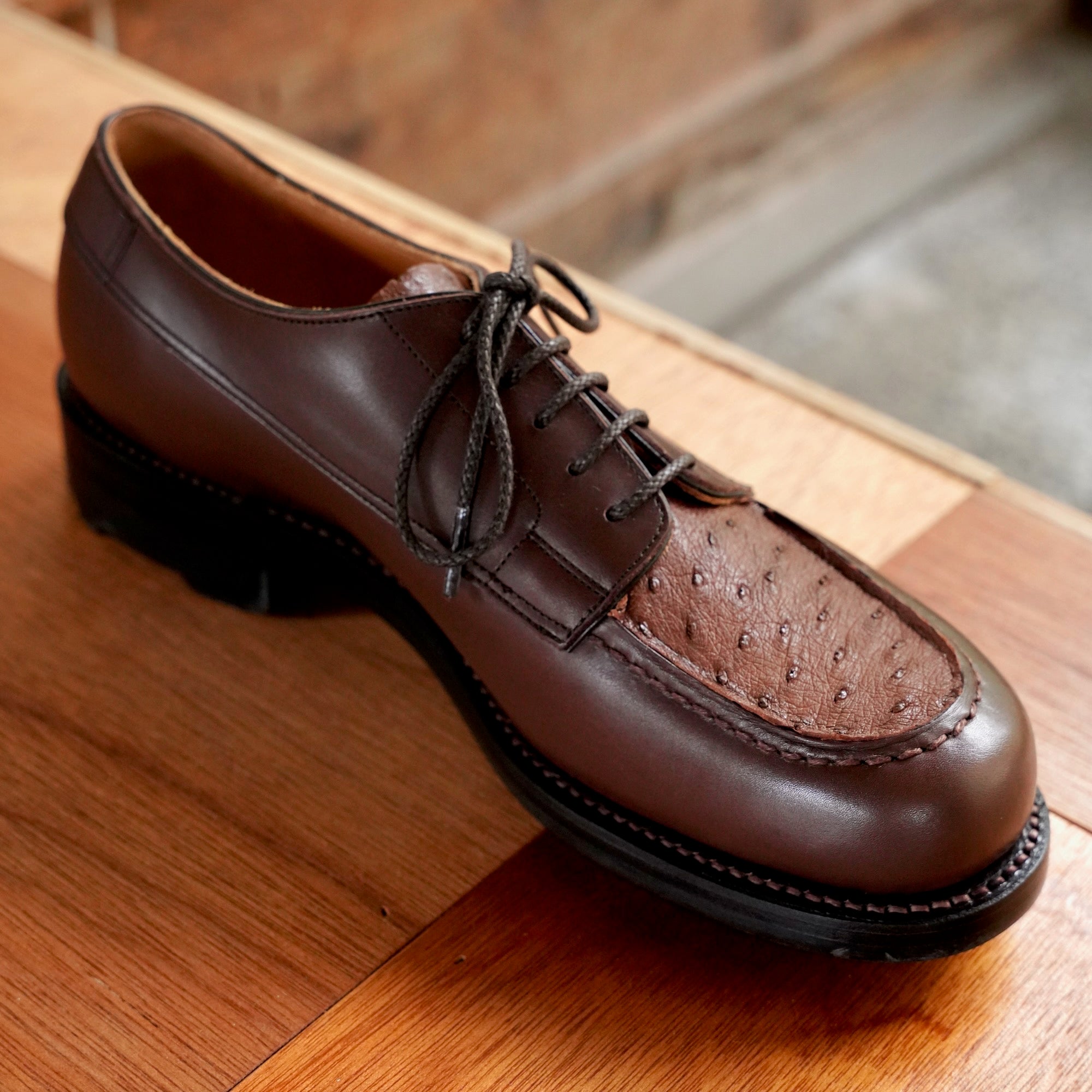 【受注生産】RENDO × éhn  / GB001  APRON FRONT DERBY(オーストリッチ・国産キップ）