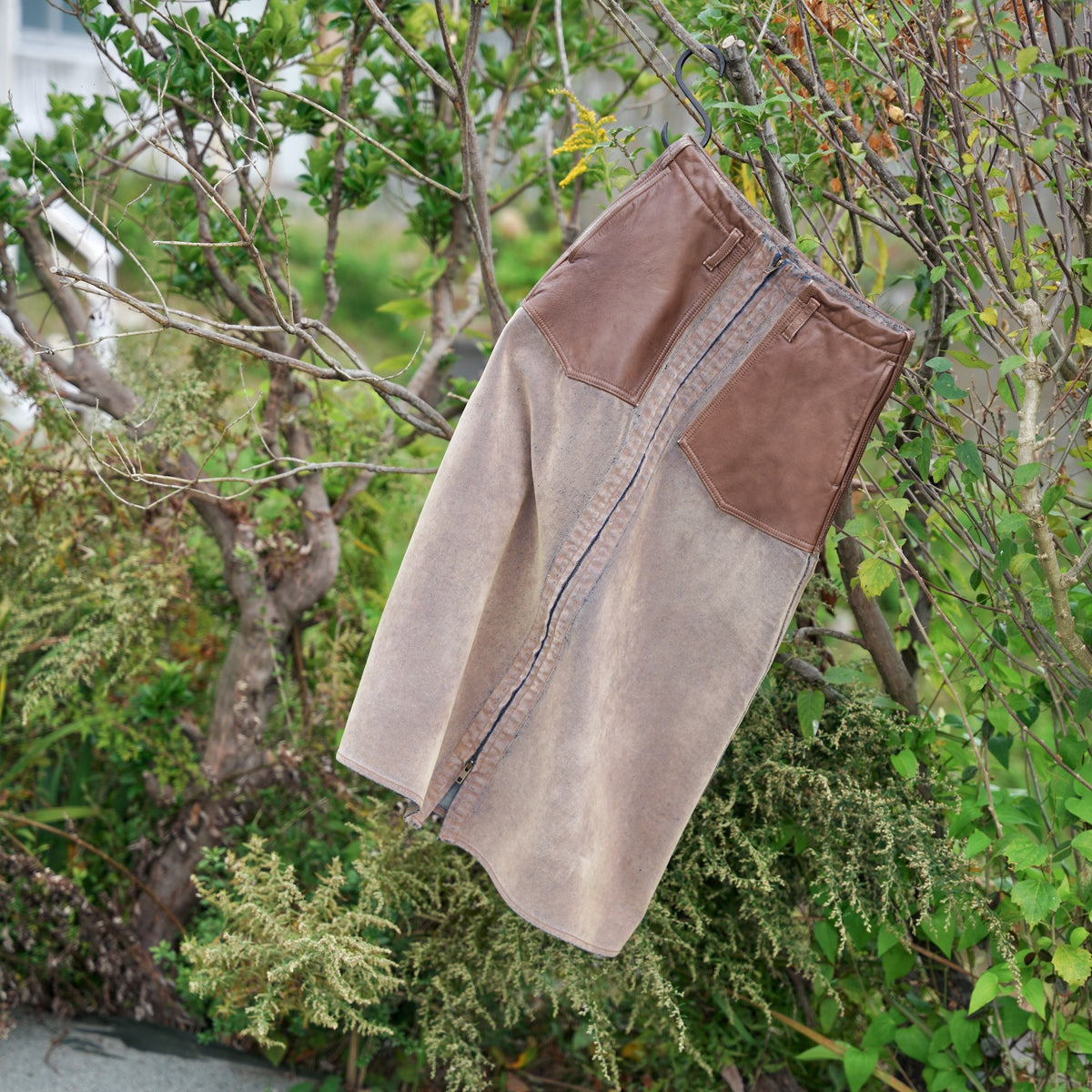 Nomàt /  Boiler Skirt ［Mongolian Lether and Flocky Denim］