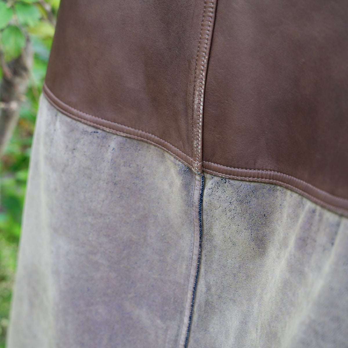 Nomàt /  Boiler Skirt ［Mongolian Lether and Flocky Denim］
