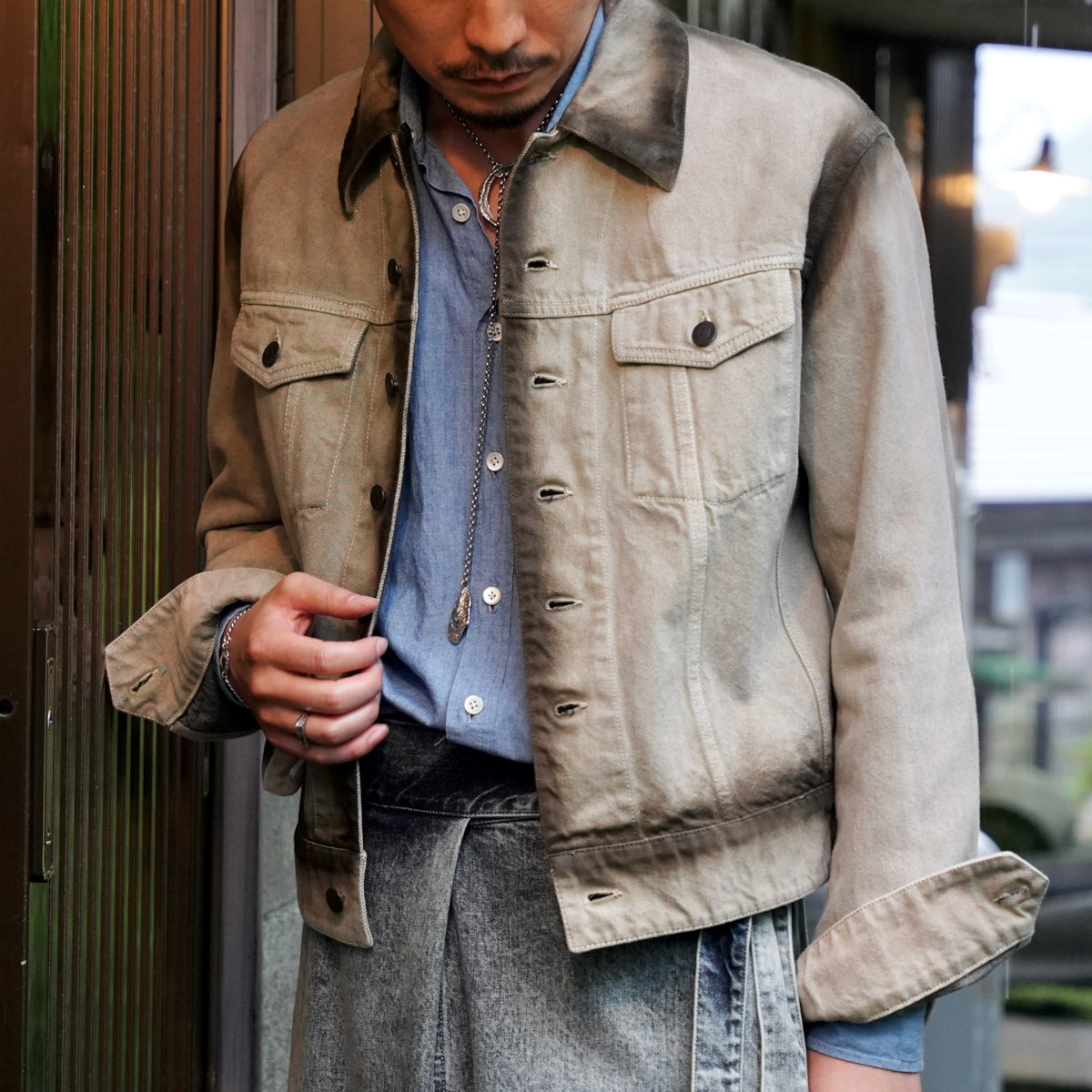 Nomàt / Denim Mini Jacket  ［Edge Spray Painting］