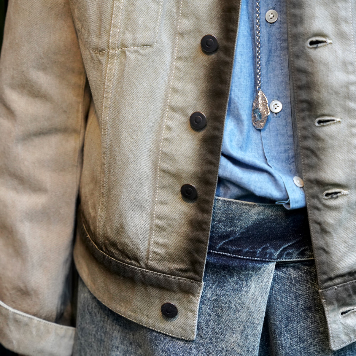 Nomàt / Denim Mini Jacket  ［Edge Spray Painting］